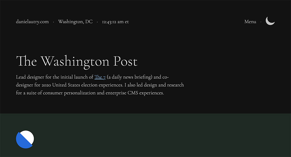 Article page within Daniel Autry's porfolio website.