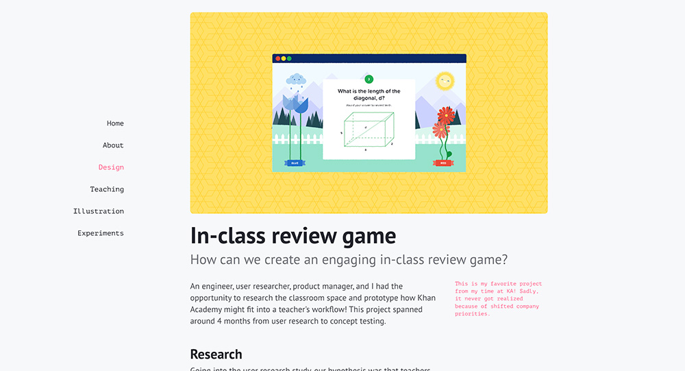 Article page within Daniel Autry's porfolio website.